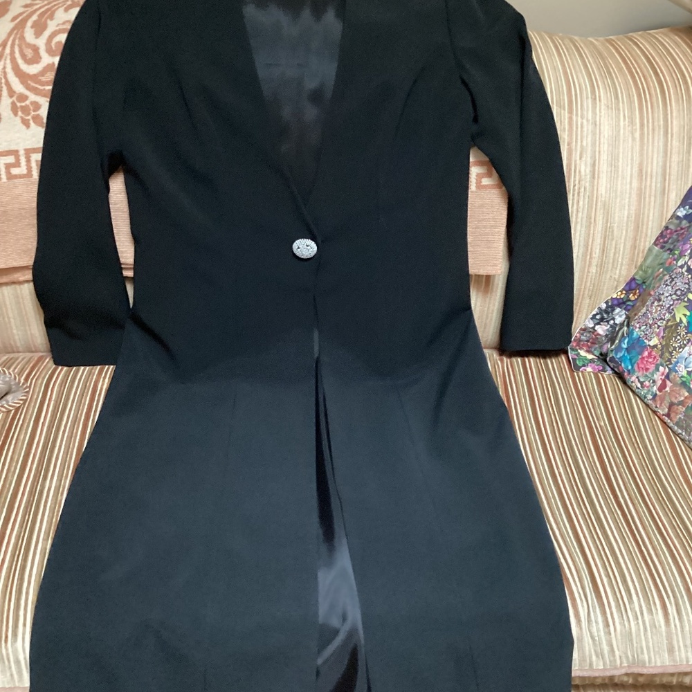 Vintage Formal by Day Mor Couture by C. Mercedes Ferreira Black lined Coat sz12